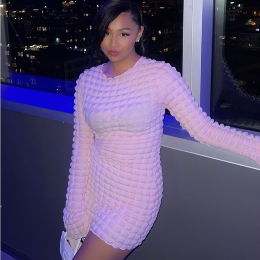 Fashion Nova Pink Textured Dress